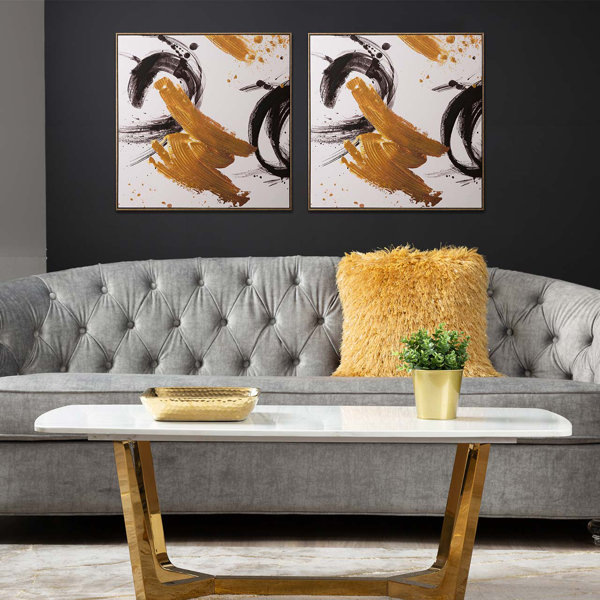 CIMC Home White & Gold Wall Art for Bedroom & Living Room, Abstract